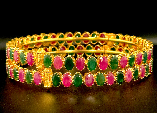 Stylish Ruby and Emerald Bangles