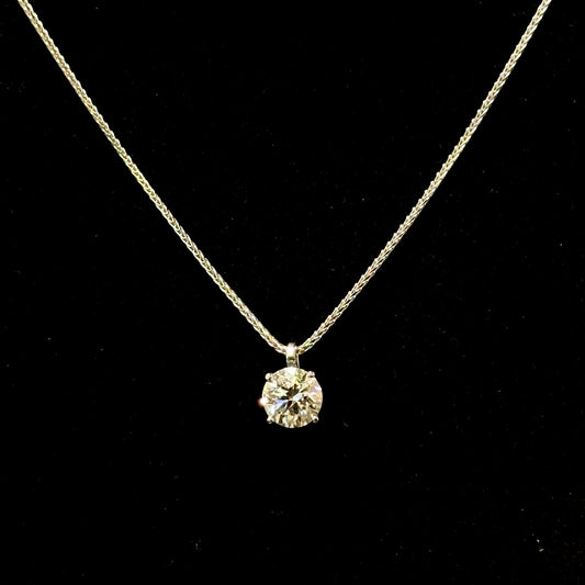 Sparkling 2.42 Carat Oval-Cut Diamond Pendant with Slim Wheat Chain