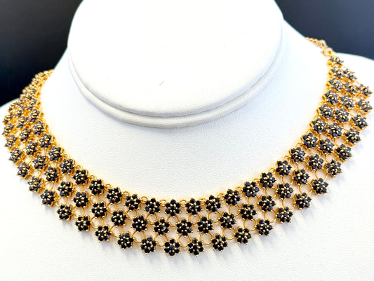 Gorgeous Sapphire Studded Necklace with Posh Earring Design