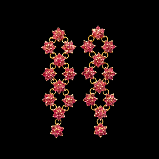 Star Shaped Ruby Drop Earrings