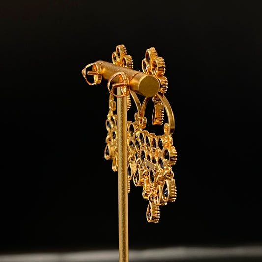 Bold Sapphire & Gold Drop Earrings