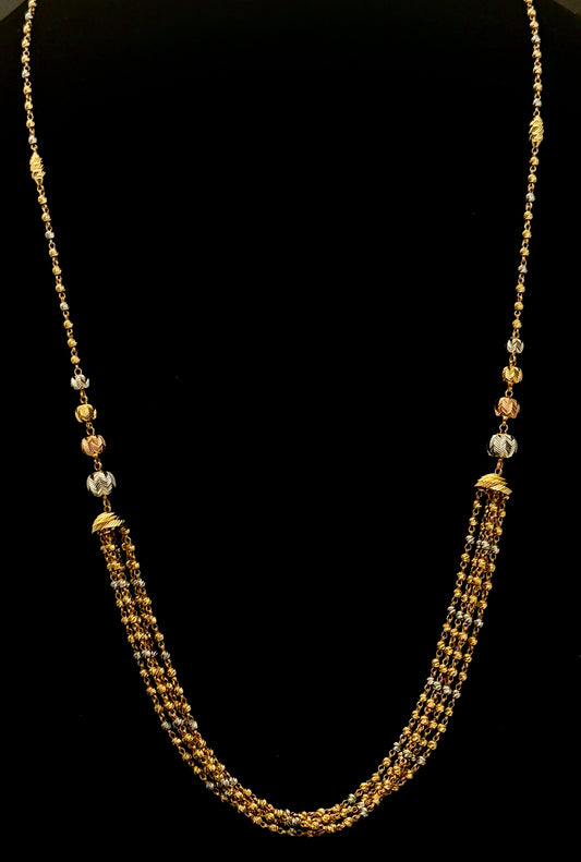 Stunning Multi-Chain Necklace with Tiny Golden Balls