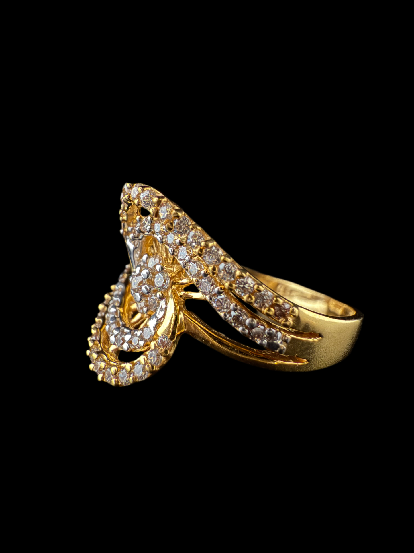 Inverted Gold and CZ Ring with Precious Centerstone