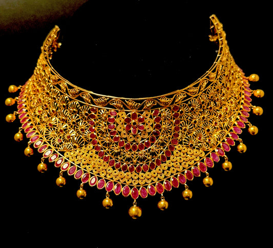 Marvelous Ruby & Gold Stiff Choker
