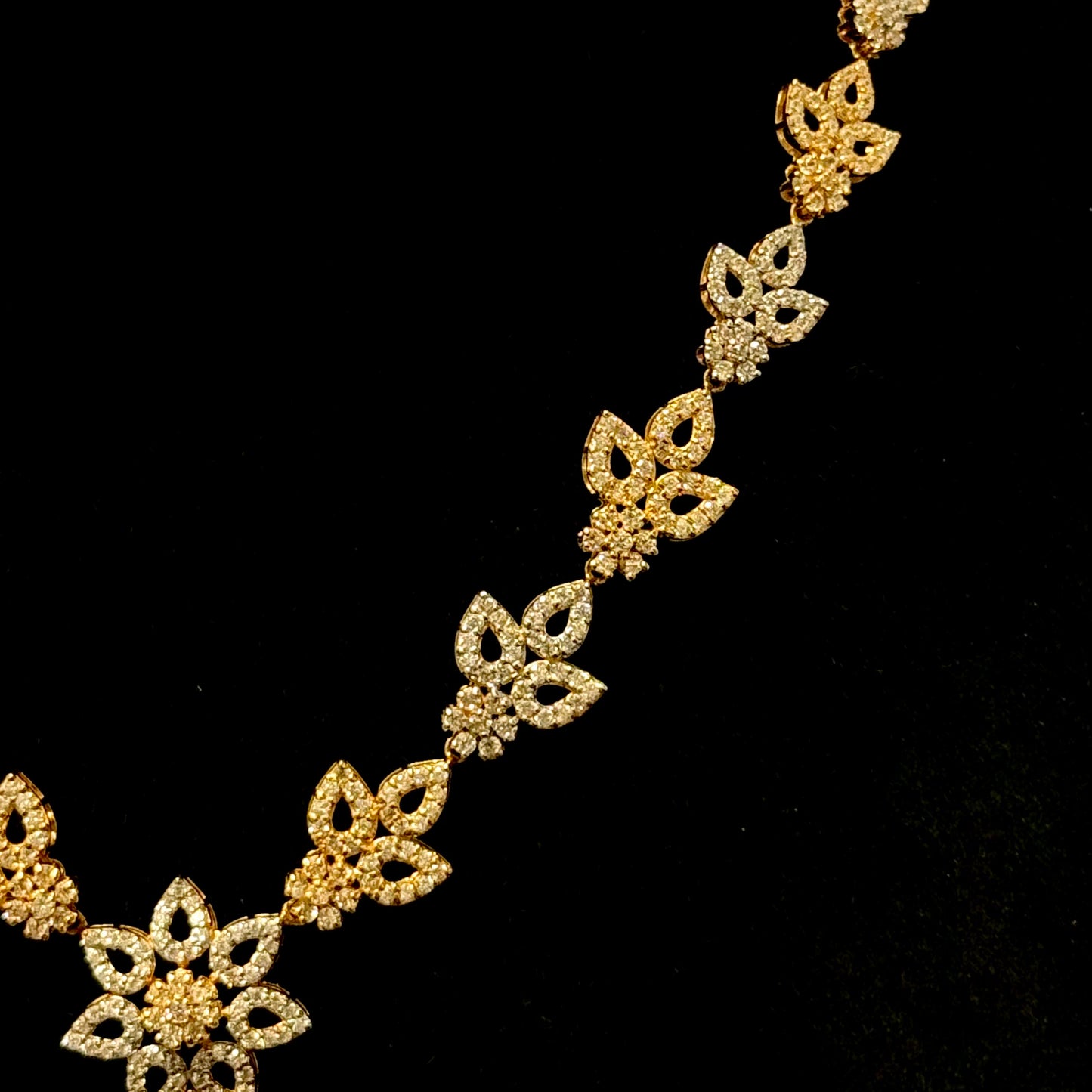 Glittering Cubic Zarconia Necklace with Singular Ruby Colored Stone