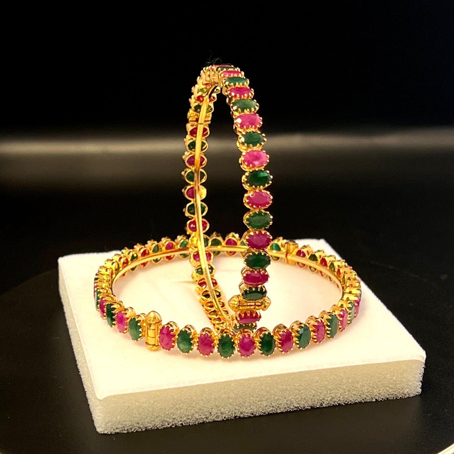 Stylish Ruby and Emerald Bangles