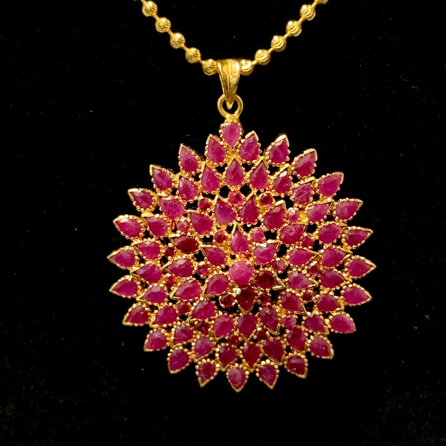 Riveting Ruby Pendant Set
