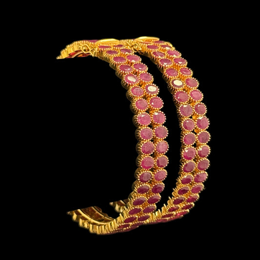 Glistening & Glossy Ruby Bangles Set of 2