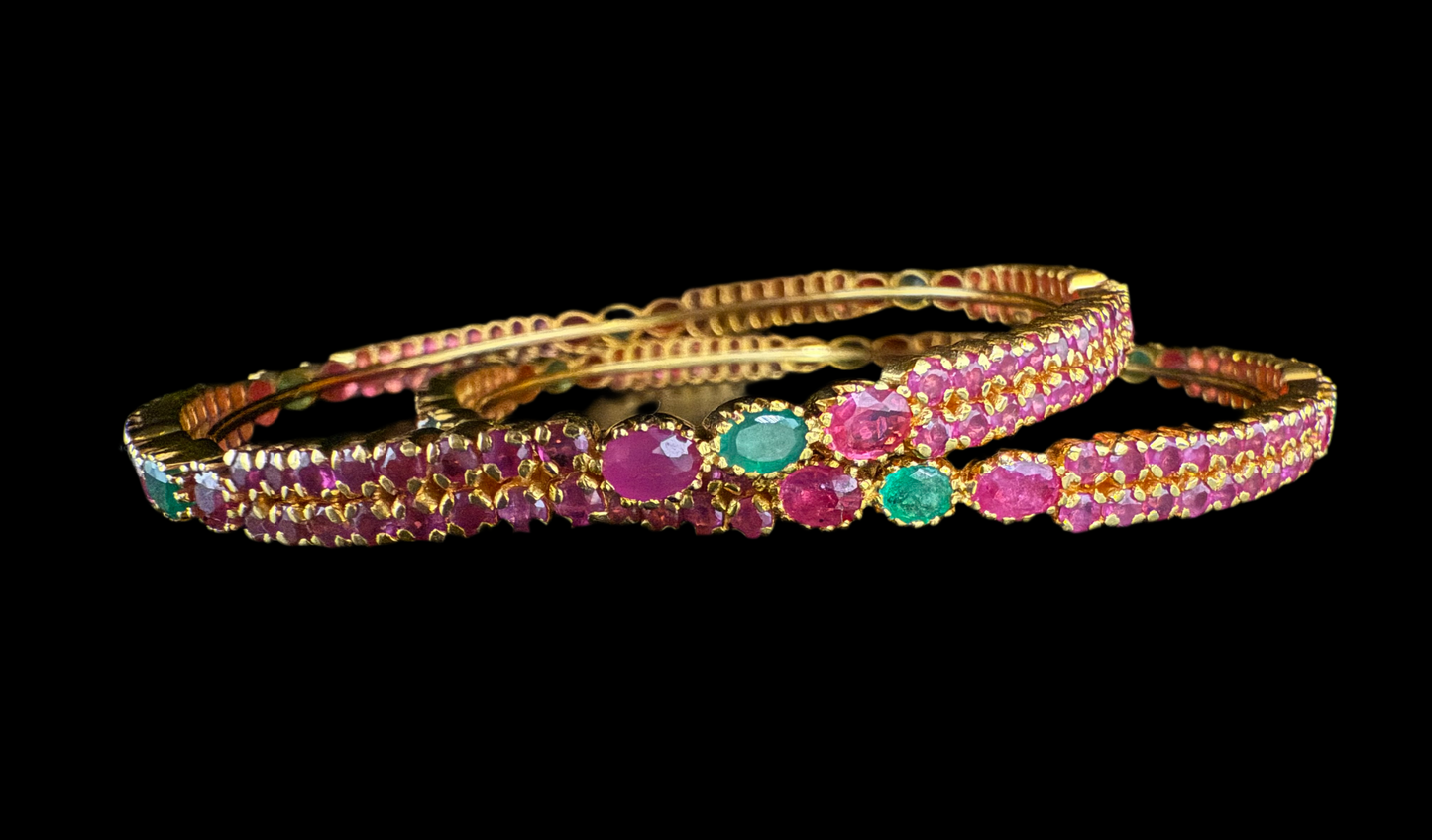 Slim Ruby and Emerald Bangles