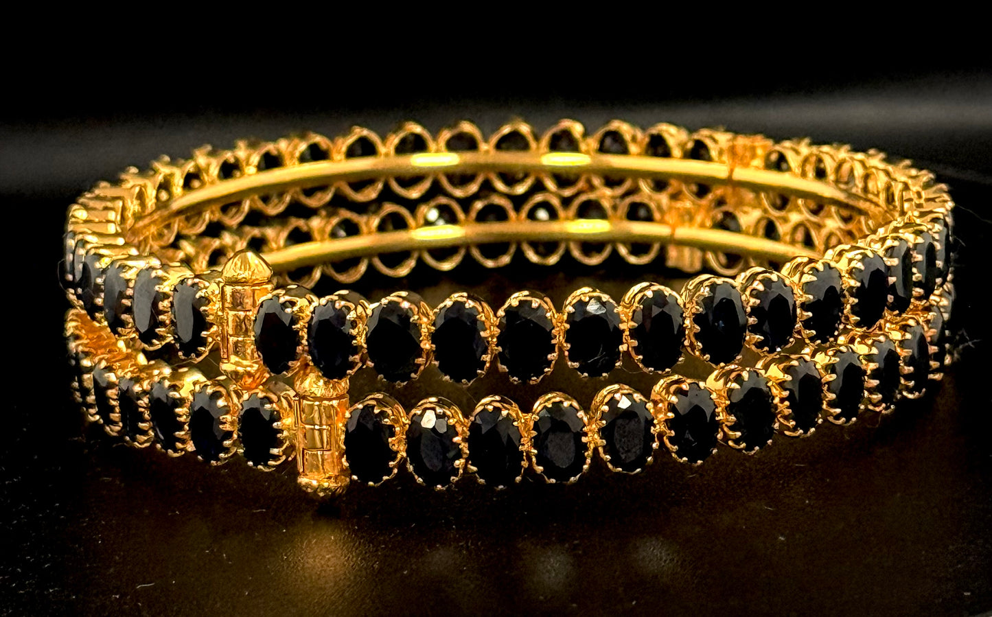 Sparkling Sapphire Bangles Set of 2