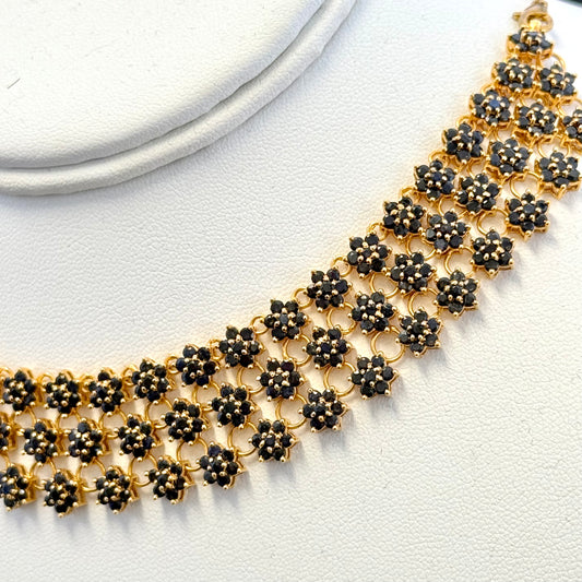 Gorgeous Sapphire Studded Necklace with Posh Earring Design