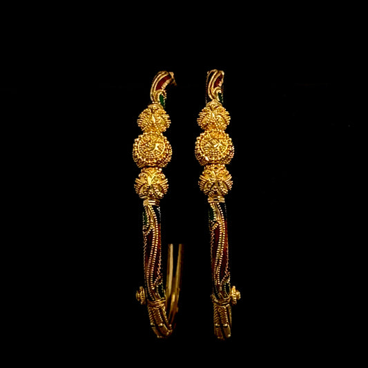 Sleek Rounded Bangles with Enamel Design