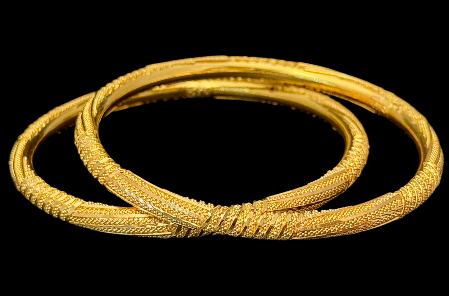 Smooth Gold Pipe Bangles Set of 6