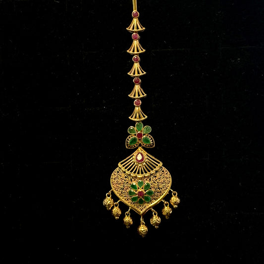Statement Maang Tikka with Rubies and Emeralds