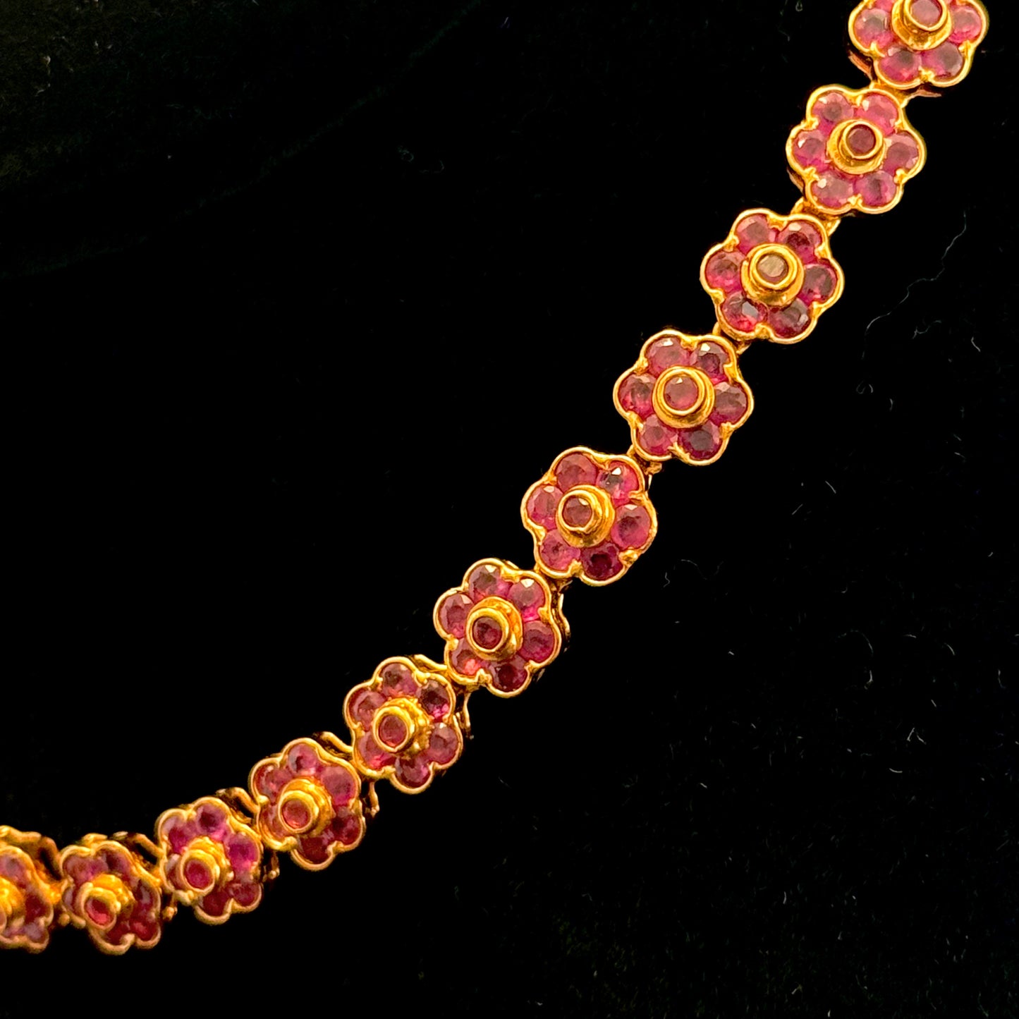 Tasteful Ruby Floral Necklace