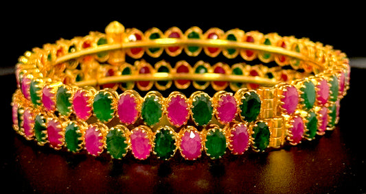 Stylish Ruby and Emerald Bangles