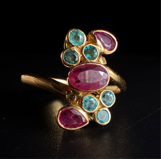 Sleek Emerald and Ruby Ring