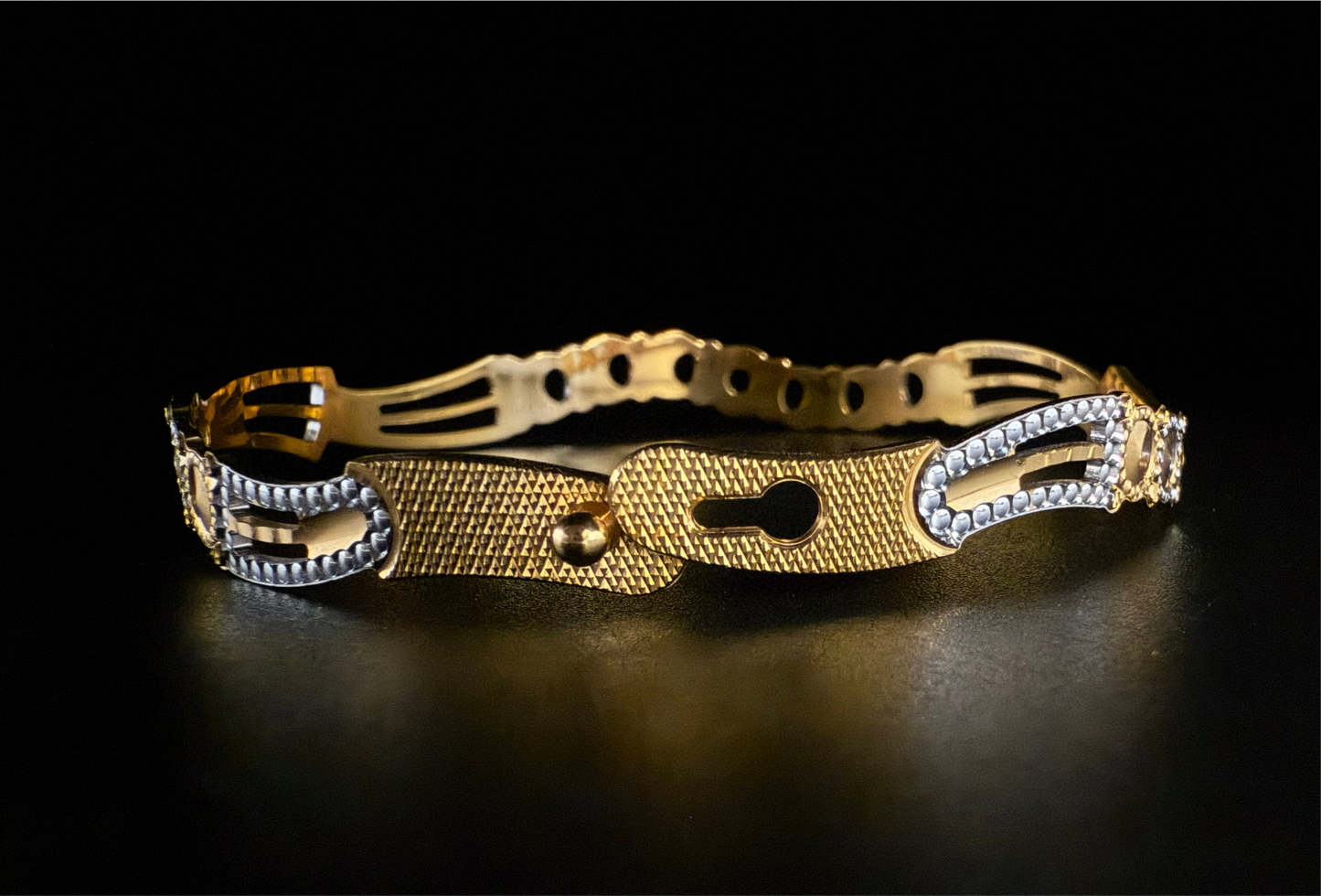 Elegant Gold & Rhodium Cuff Bracelet