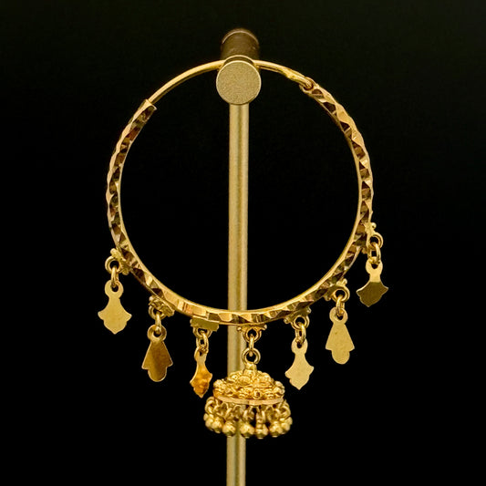 Gold Hoops with Decorative Charms and Jhumkas