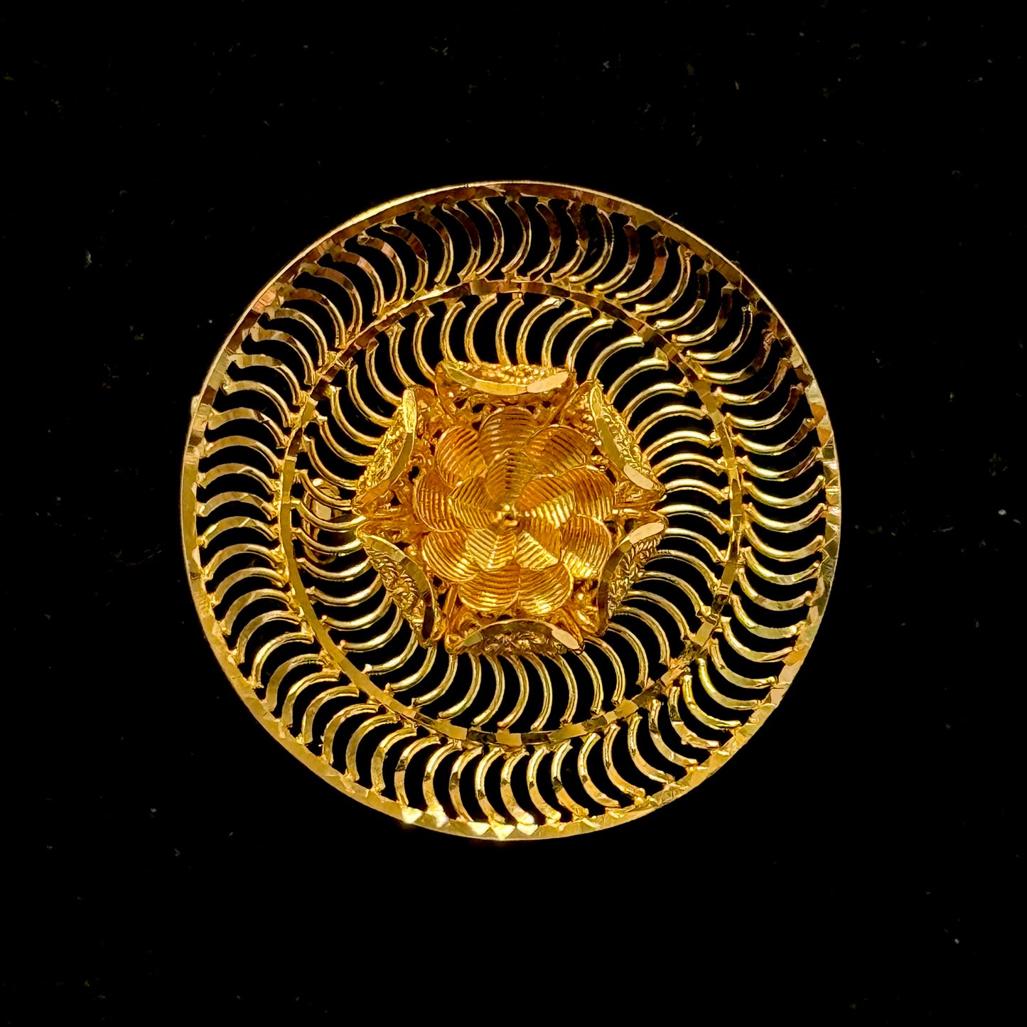 Adjustable Golden Circular Ring