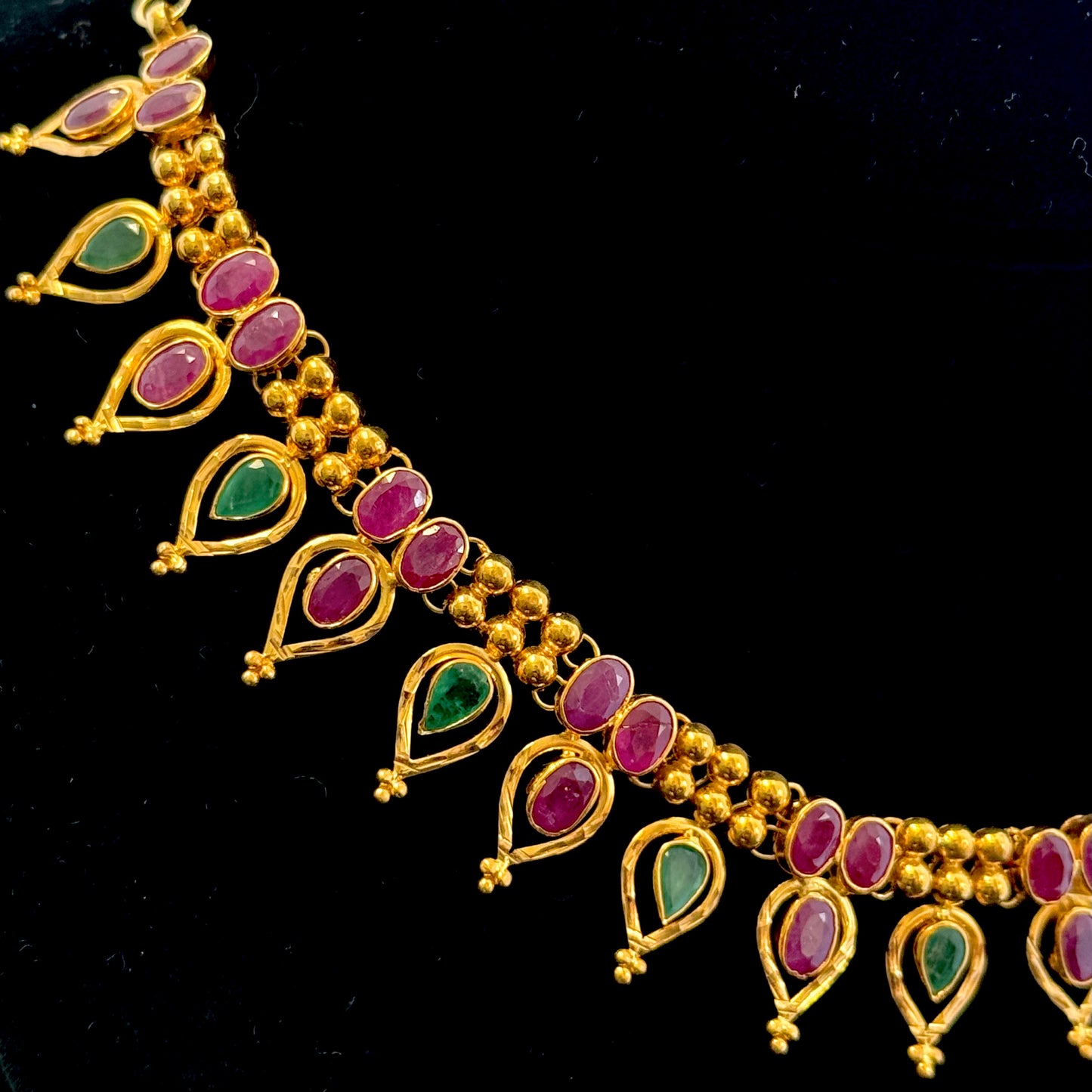 Adorable Ruby Necklace with Emeralds