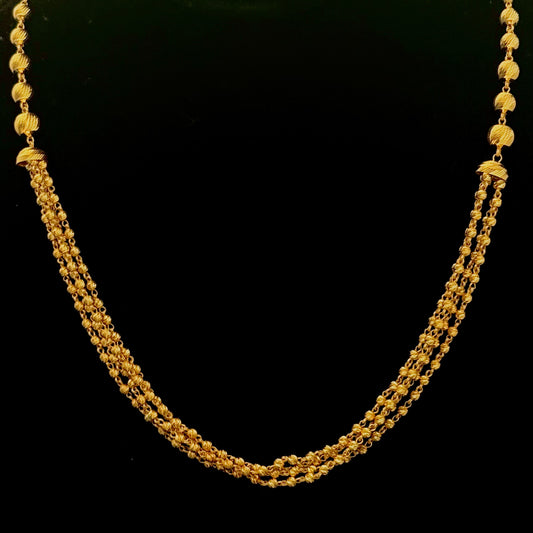 Gorgeous Three-Line Gold Necklace with Glittering Jhumka Earrings