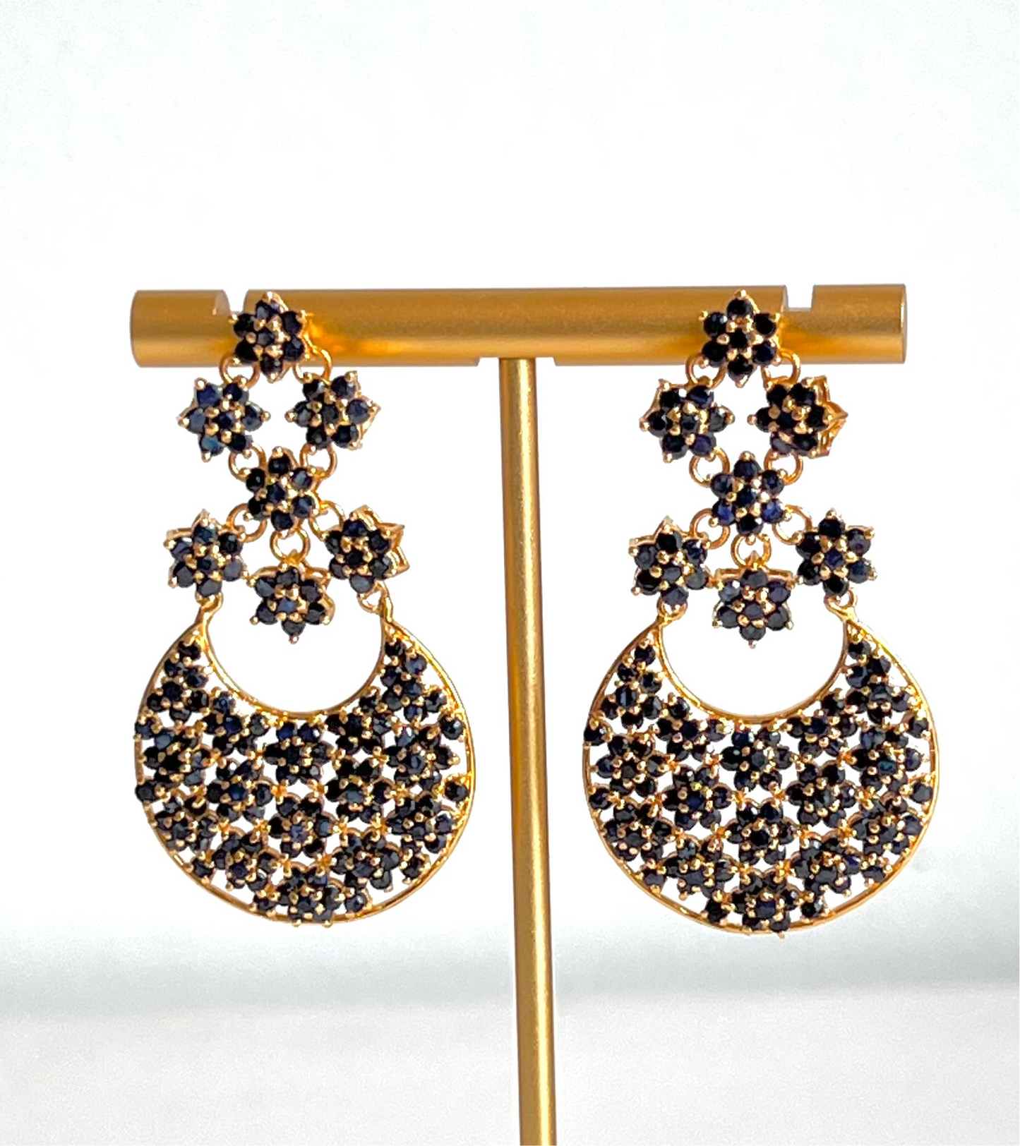 Posh Sapphire Floral Earrings