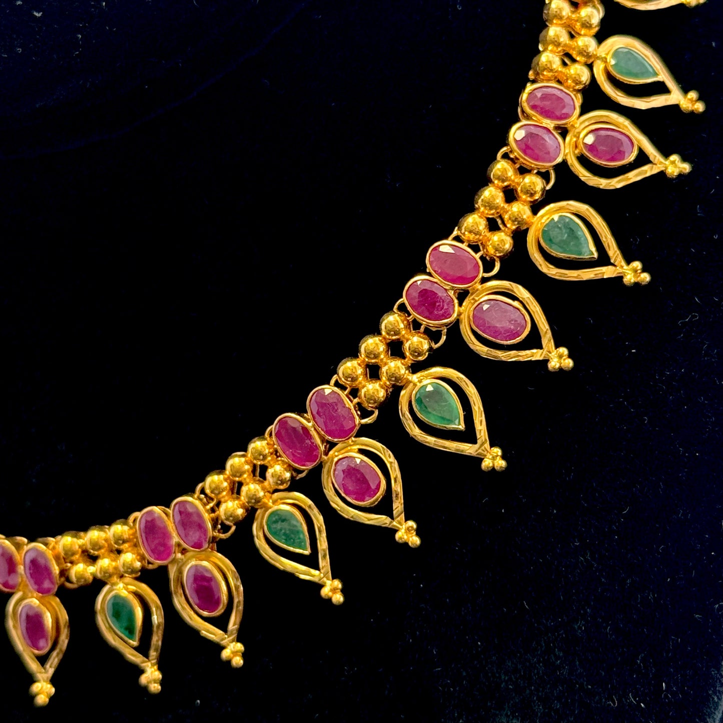 Adorable Ruby Necklace with Emeralds