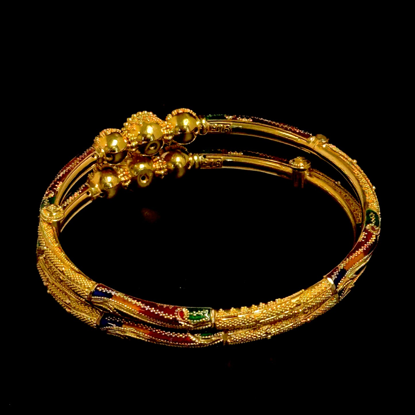 Sleek Rounded Bangles with Enamel Design