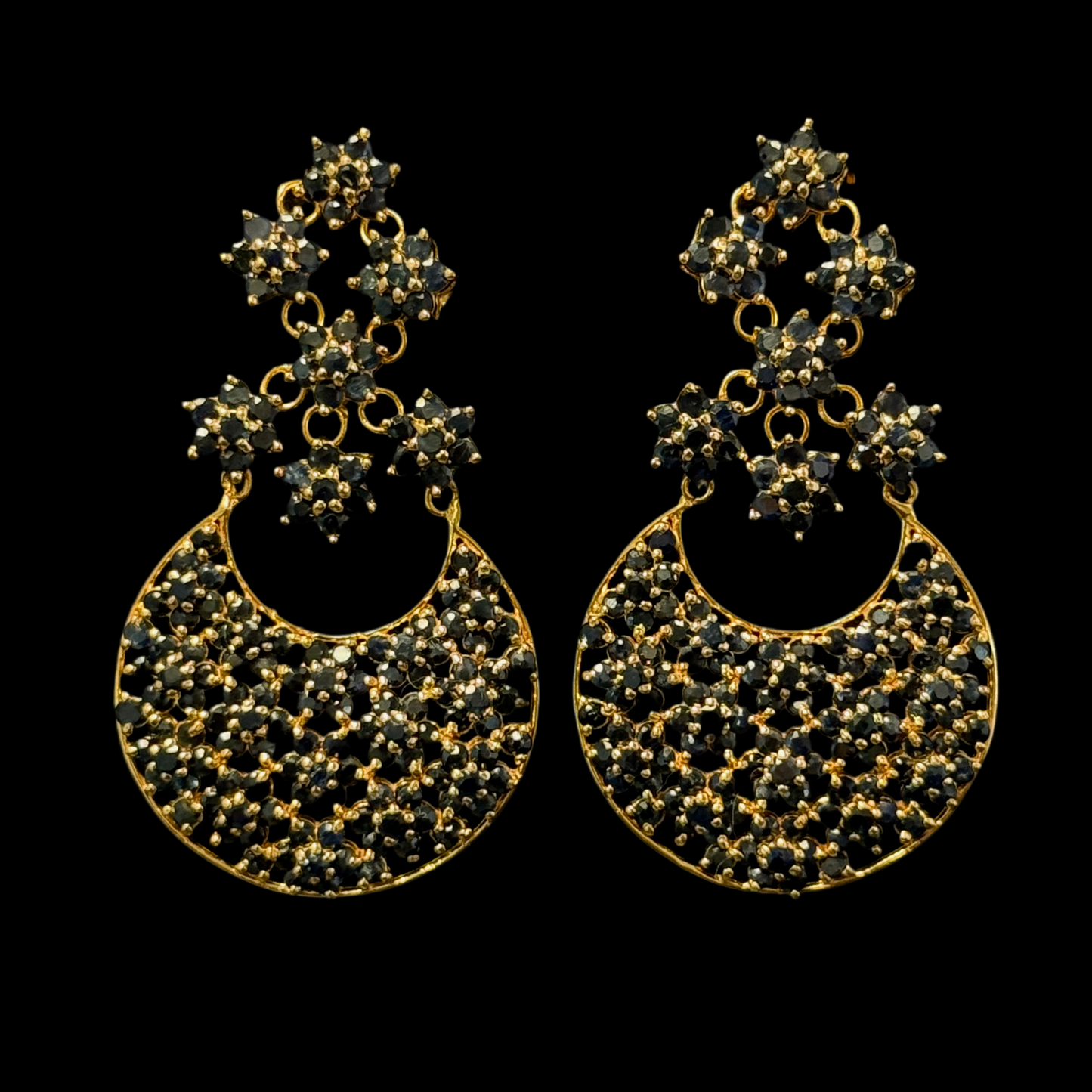 Posh Sapphire Floral Earrings