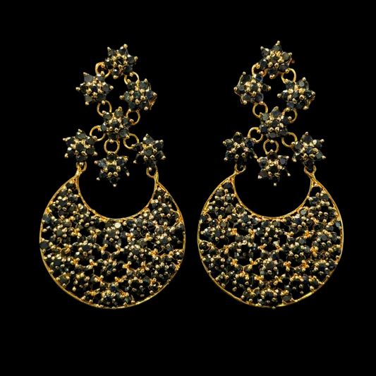 Posh Sapphire Floral Earrings