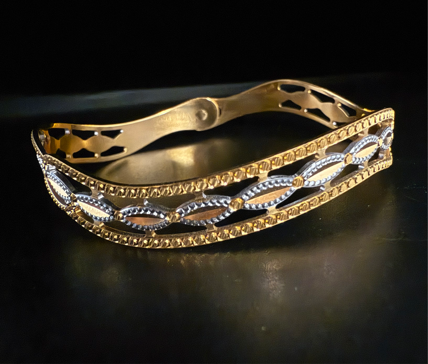Vintage Gold & Rhodium Cuff Bracelet