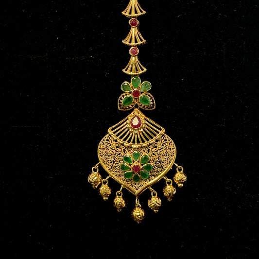 Statement Maang Tikka with Rubies and Emeralds