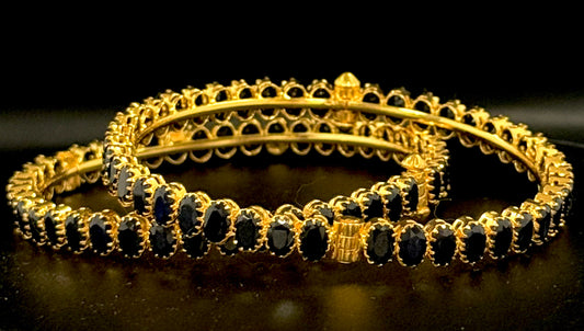 Sparkling Sapphire Bangles Set of 2