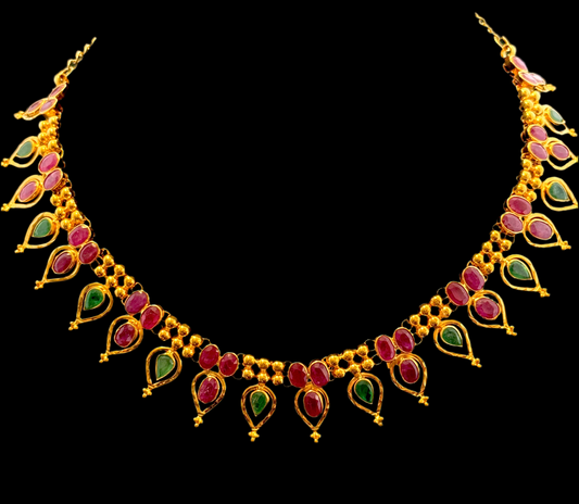 Adorable Ruby Necklace with Emeralds
