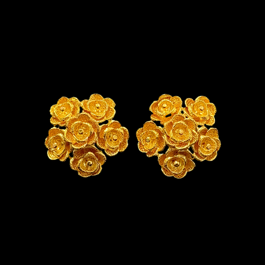 Yellow Gold Floral Studs