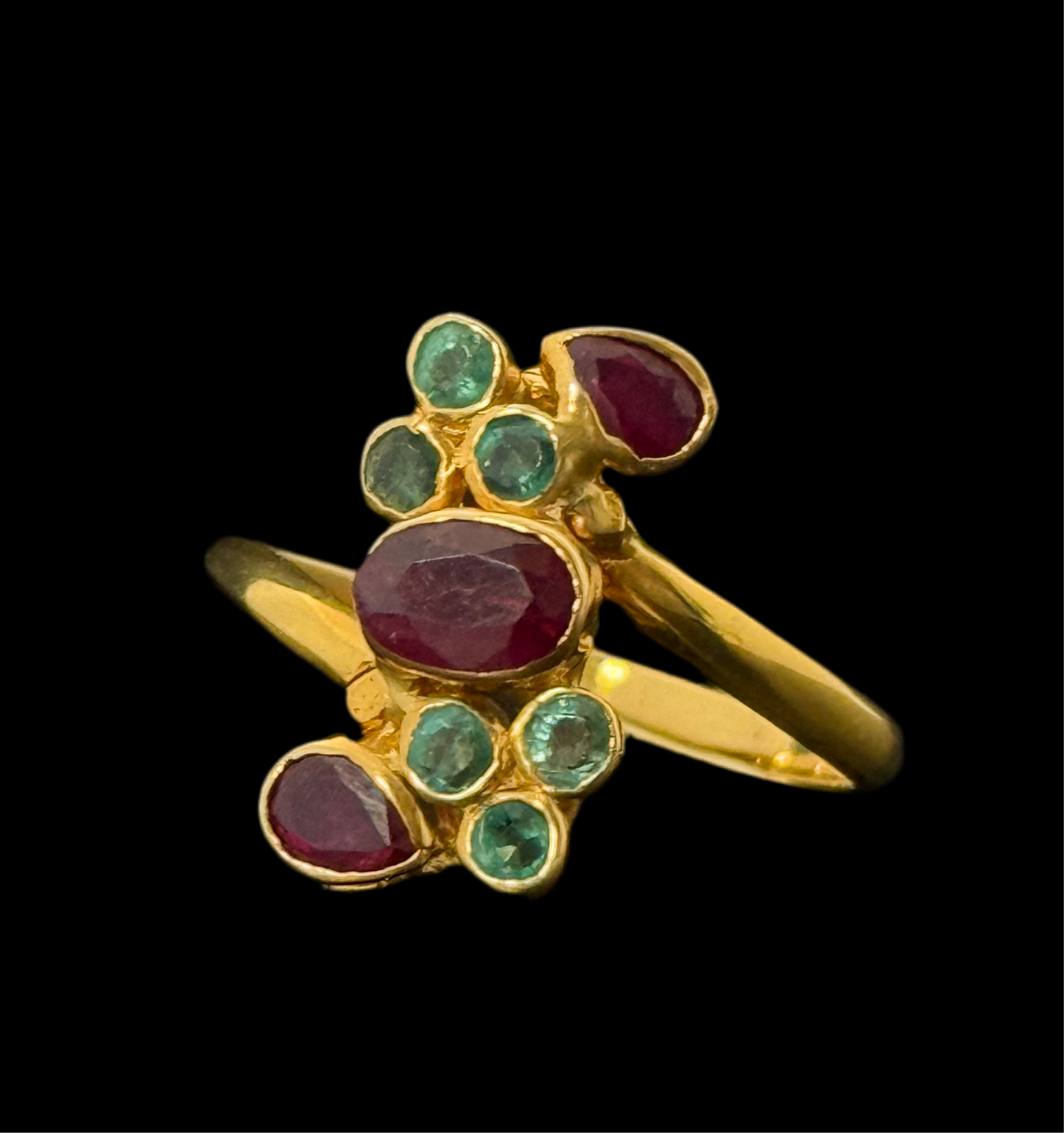 Sleek Emerald and Ruby Ring