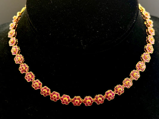 Tasteful Ruby Floral Necklace