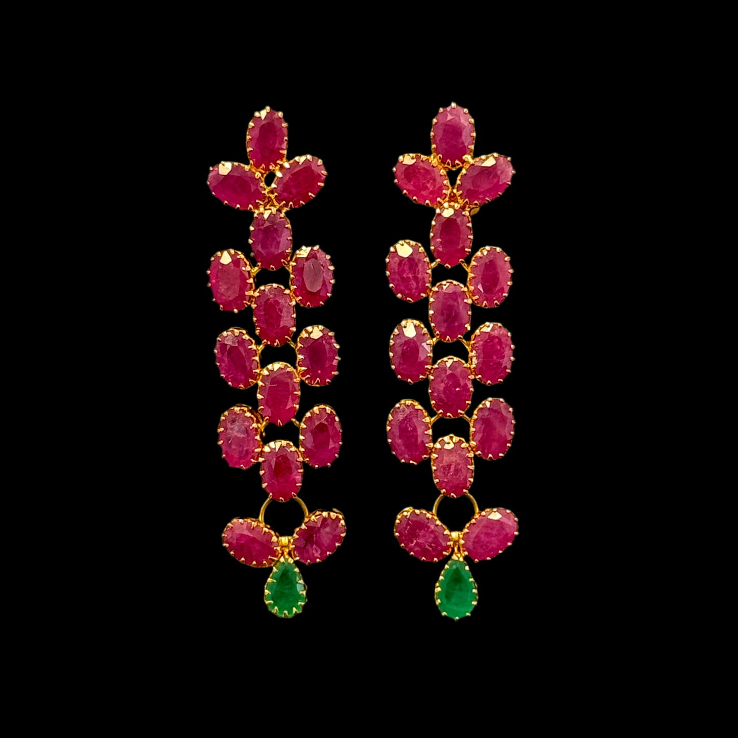 Majestic Ruby and Emerald Flexible Choker Set with Drop Earrings