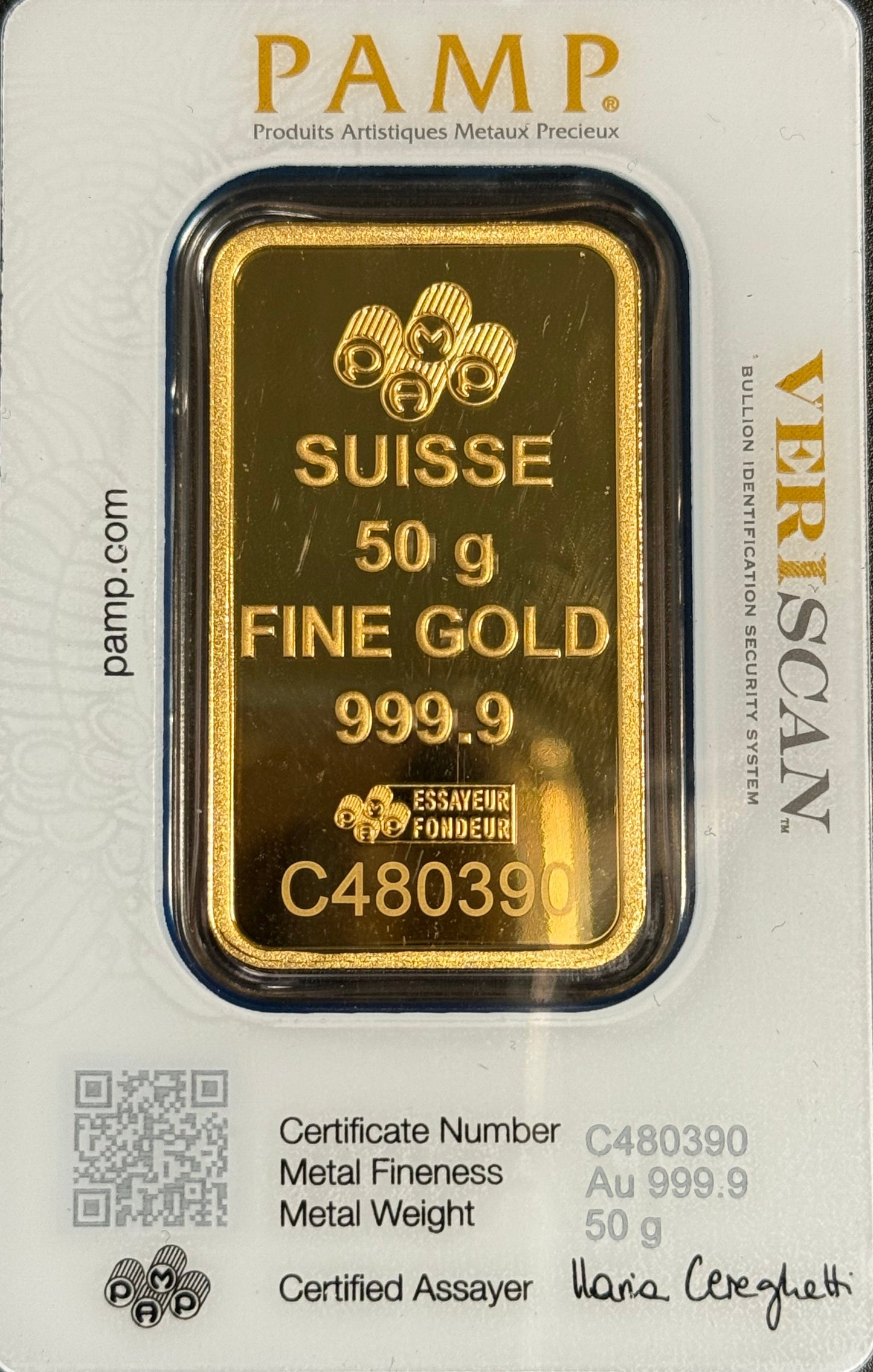 50 Gram Minted Gold Bar (Sealed with Assay - LBMA Brand)