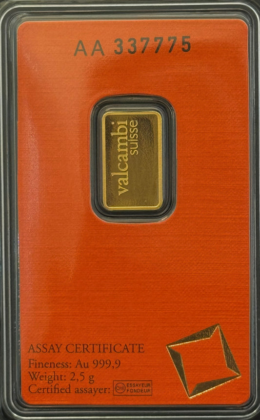 Minted Valcambi Gold Bar (Sealed with Assay)
