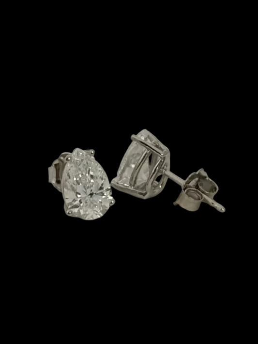 Pear Shaped Lab Grown Diamond Stud Earrings