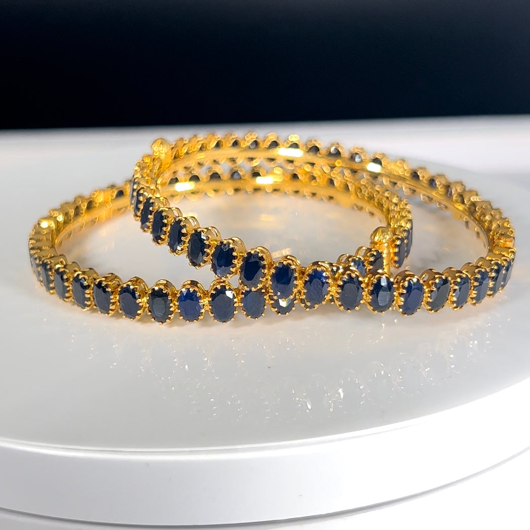 Sparkling Sapphire Bangles Set of 2