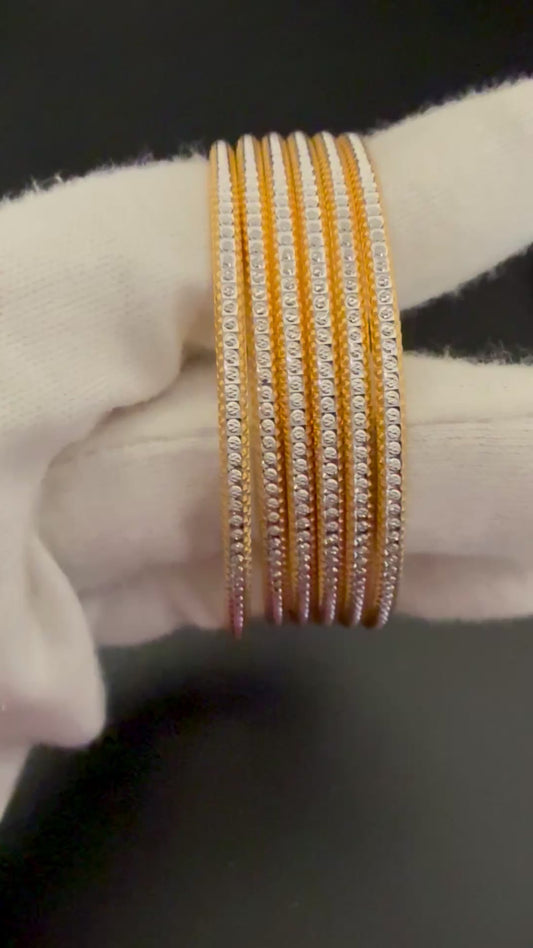 Two-Tone Machine Cut Bangles Set of 6