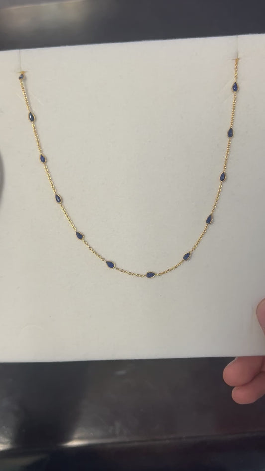 Succulent Sapphire & Gold Chain