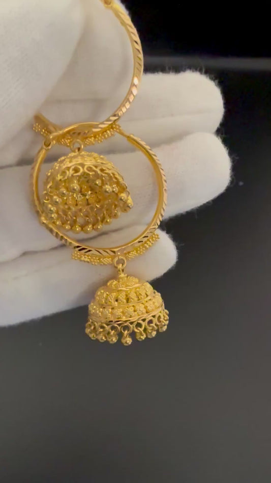 Stunning Gold Hoop with Precious Jhumka