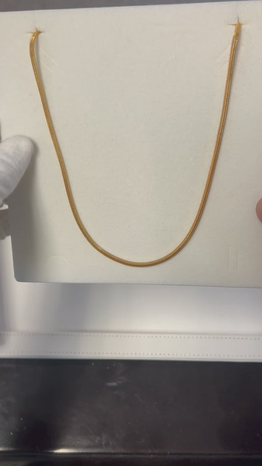 3 mm Slim Box Chain in 22k Gold