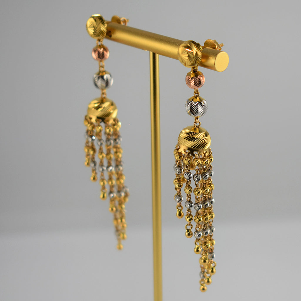Stunning Multi-Chain Necklace with Tiny Golden Balls