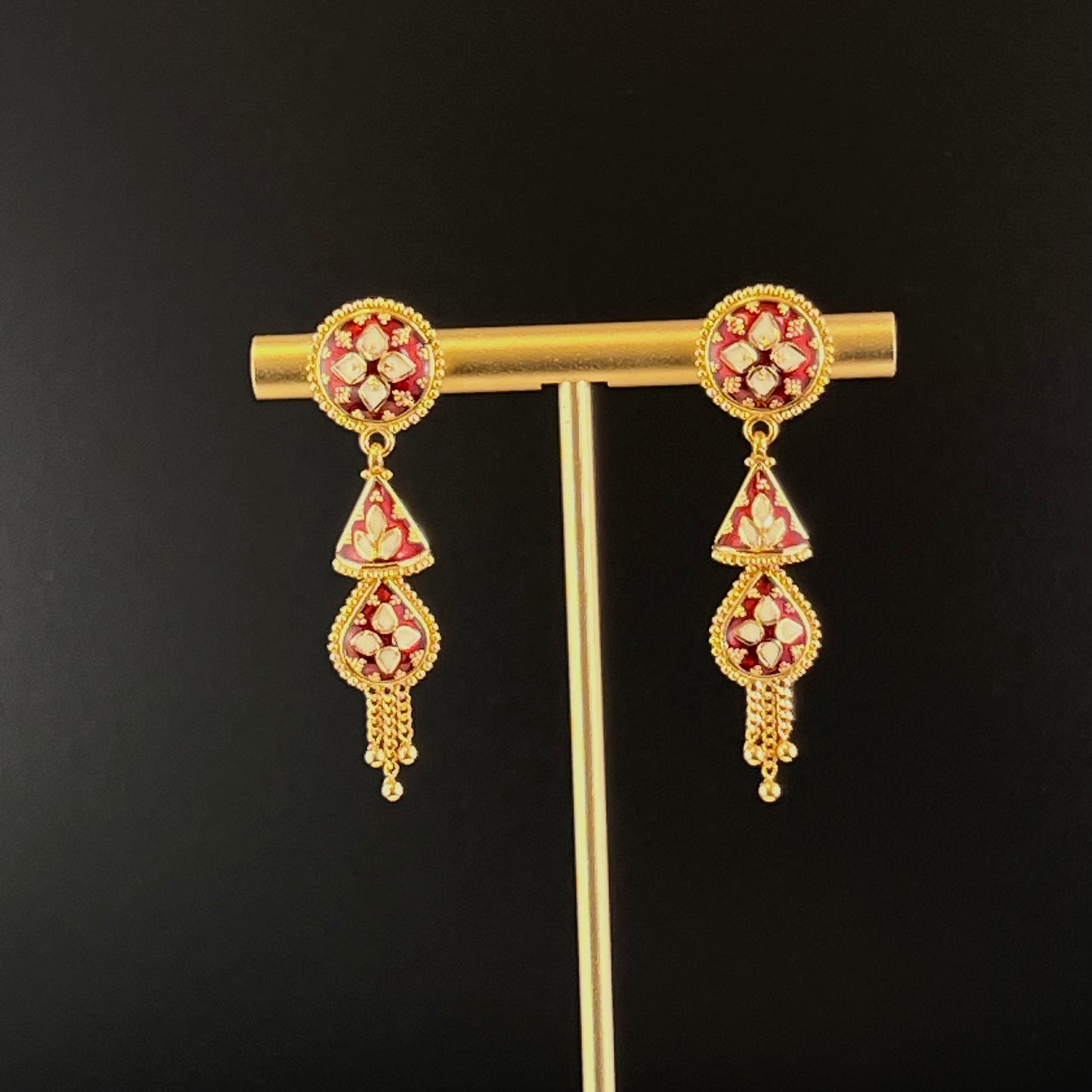 Red Meena Drop Earrings