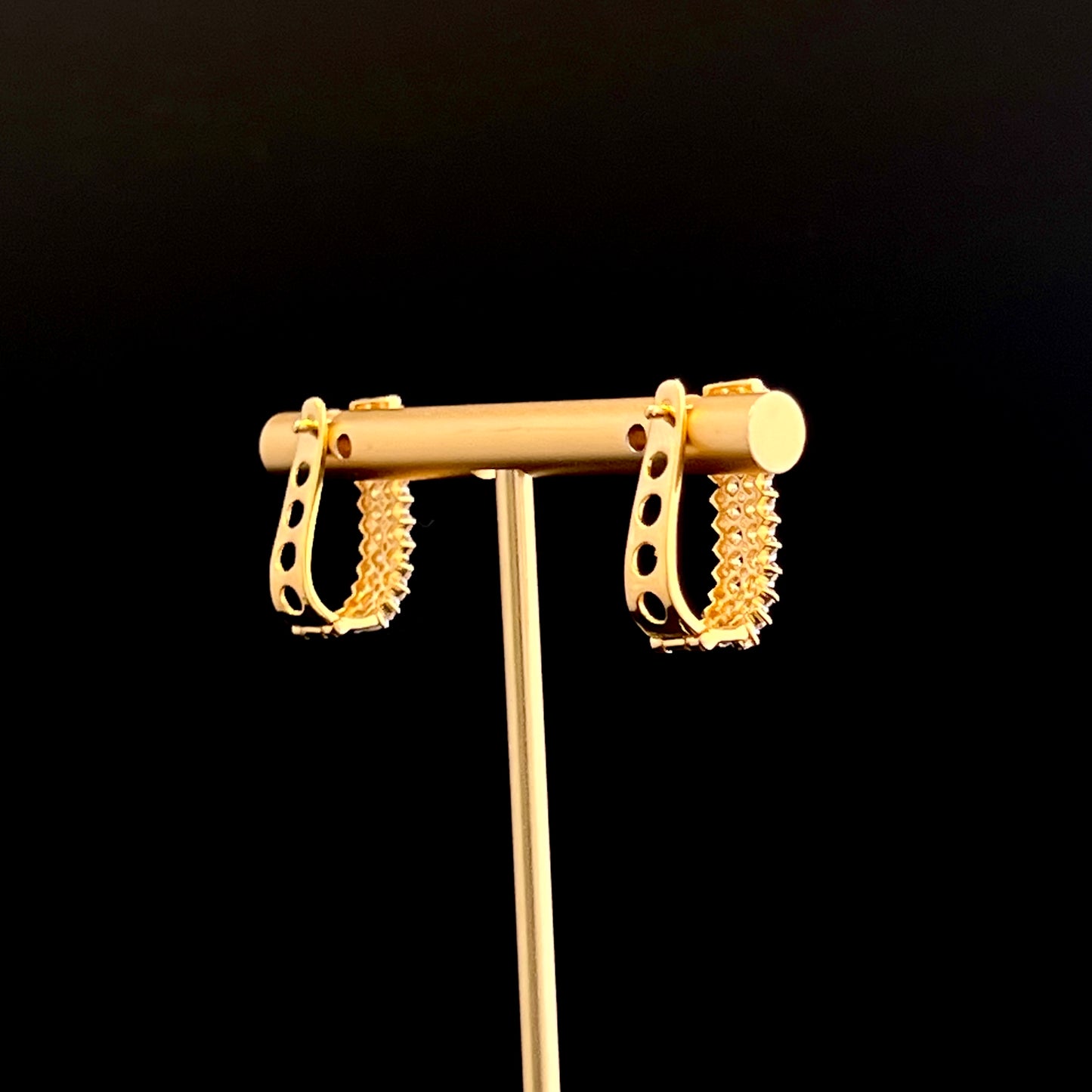 CZ & Gold Clip-In Earrings